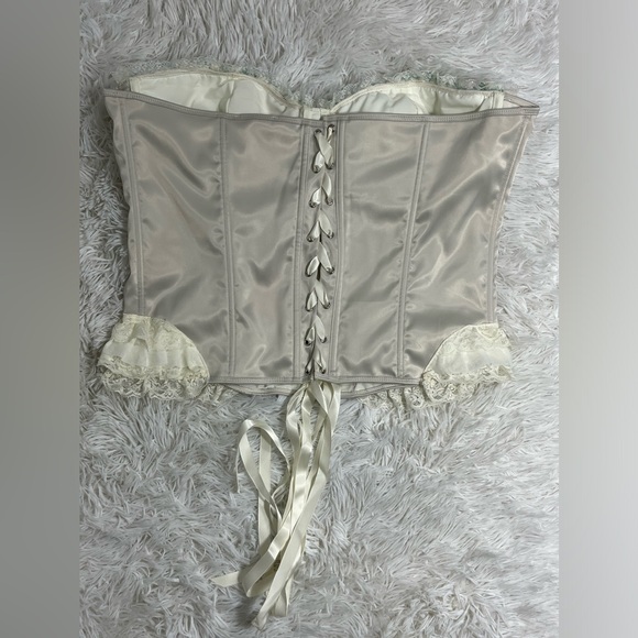 💔SOLD💔SUGAR THRILLZ Love Letters Satin Lace Corset Bustier Top Lingerie White 1X - Picture 4 of 7